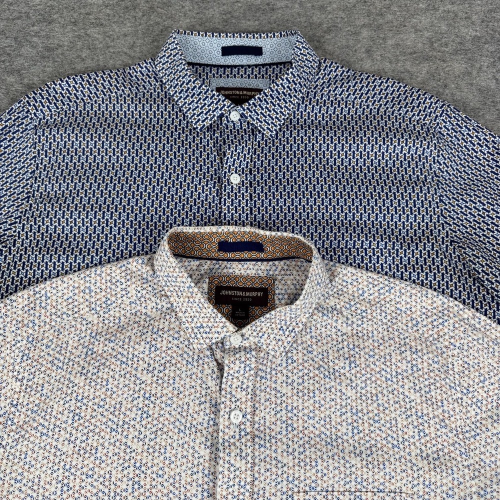 Johnston & Murphy Button‎ Up Shirt Long Sleeve Geometric Lot of 2 Mens Large L